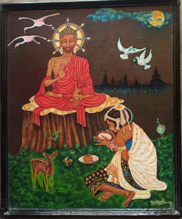 Buddha and Sujatha - Indian Art - Pooran Poori - 08