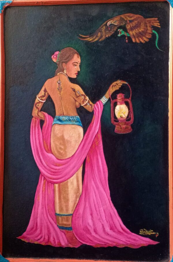 Lady with the lamp - Indian Art - Pooran Poori - 12