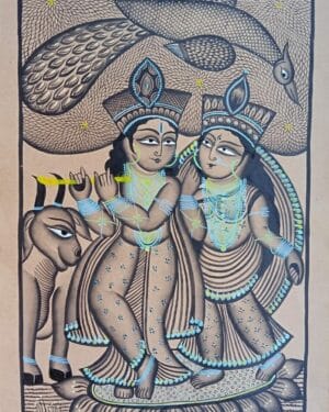Radha Krishna - Kalighat painting - Farid Chitrakar - 03