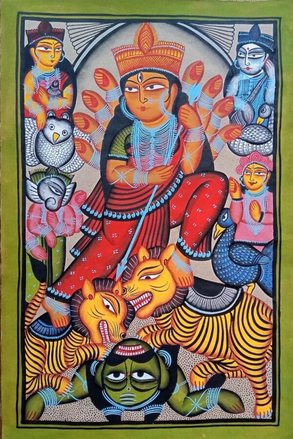 Maa Durga - Kalighat painting - Farid Chitrakar - 08