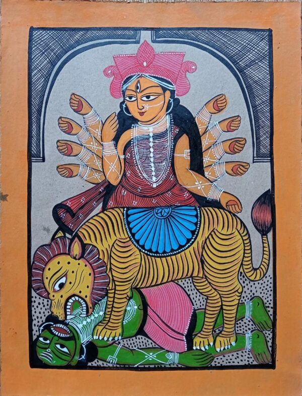 Maa Durga - Kalighat painting - Hasina Chitrakar - 03