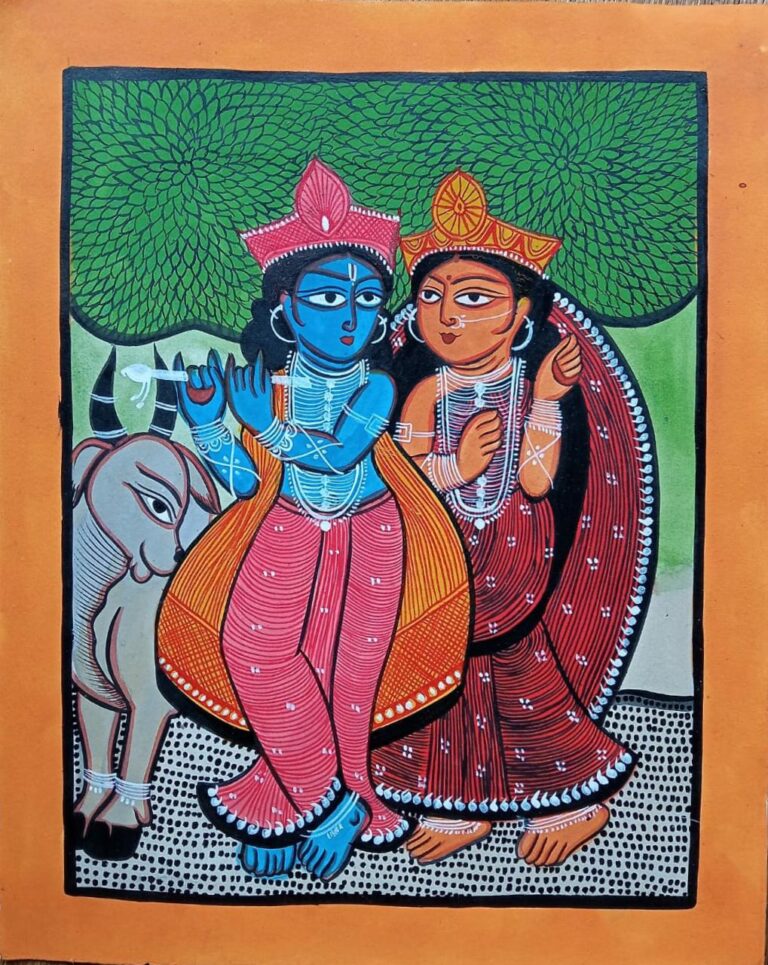 Radha Krishna - Kalighat painting (14