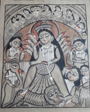 Maa Durga - Kalighat painting - Samir Chitrakar - 04