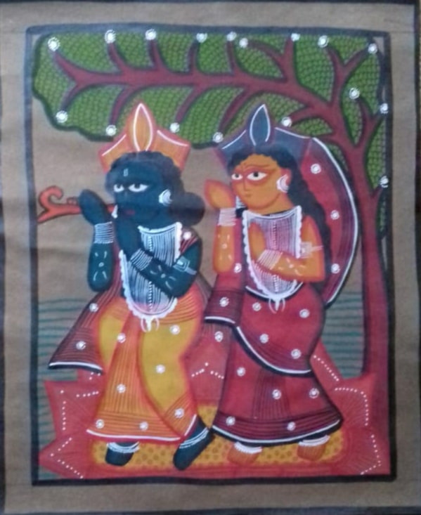 Radha Krishna - Kallighat painting - Soniya Chitrakar - 02
