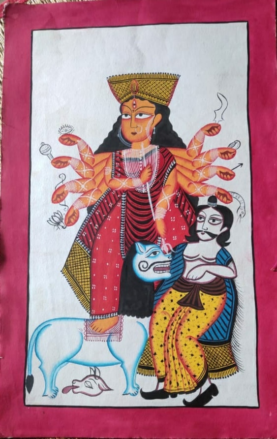 Maa Durga Kalighat Painting Susovan Chitrakar 06