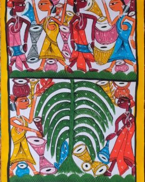 Tribal dance - Patua-Pattachitra painting - Arati - 07