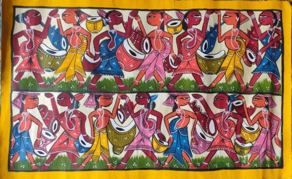 Tribal dance - Patua-Pattachitra painting - Arati - 08