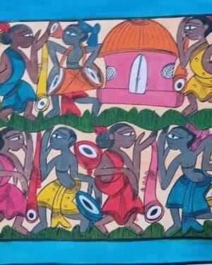 Tribal dance - Patua-Pattachitra painting - Rojina - 01
