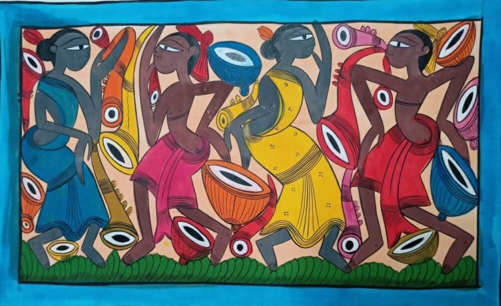 Tribal Dance #3 - Patua Pattachitra Painting (14.5