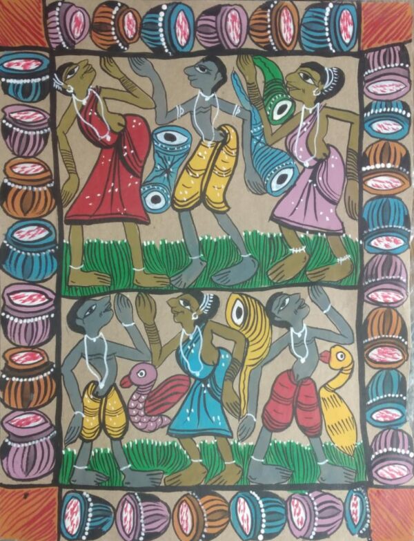 Tribal dance - Patua-Pattachitra painting - Sarabala - 01