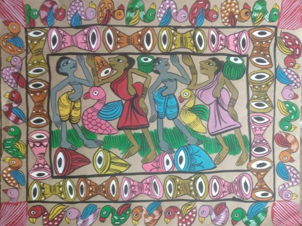 Tribal dance - Patua-Pattachitra painting - Sarabala - 02