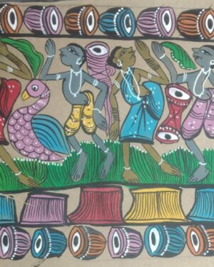 Tribal dance - Patua-Pattachitra painting - Sarabala - 03