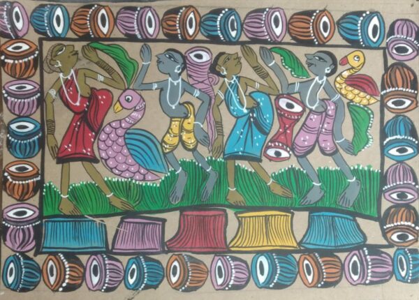 Tribal dance - Patua-Pattachitra painting - Sarabala - 03