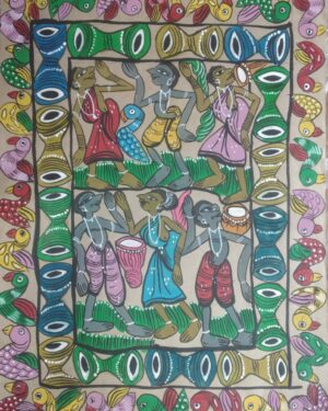 Tribal dance - Patua-Pattachitra painting - Sarabala - 05