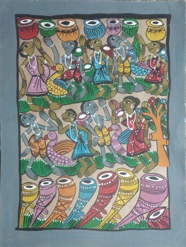 Tribal dance - Patua-Pattachitra painting - Sarabala - 06