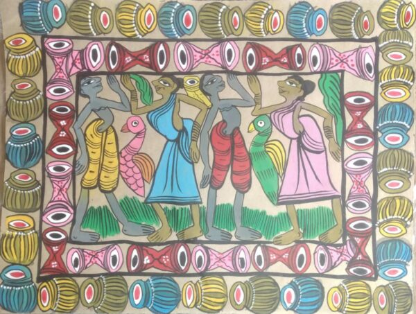 Tribal dance - Patua-Pattachitra painting - Sarabala - 07