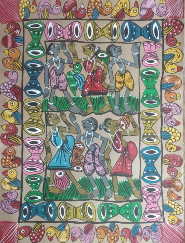 Tribal dance - Patua-Pattachitra painting - Sarabala - 08