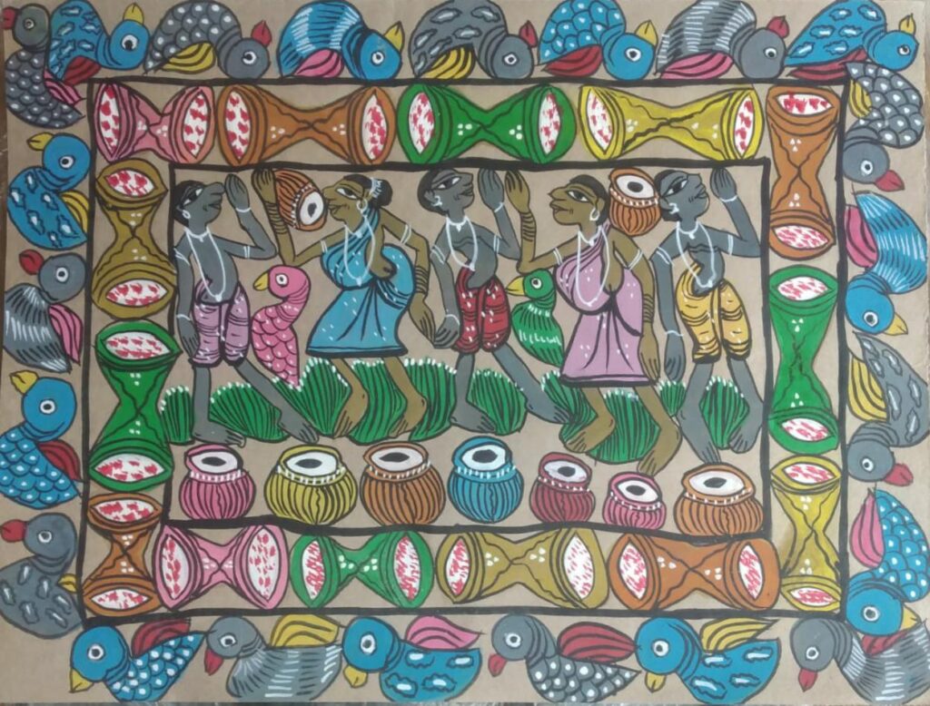 Tribal dance #10 - Patua/Pattachitra painting (14