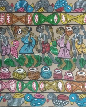 Tribal dance - Patua-Pattachitra painting - Sarabala - 10