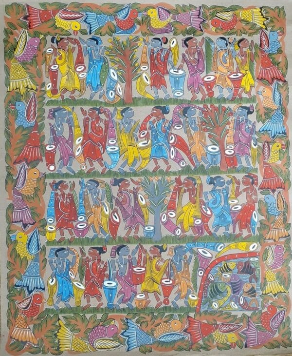 Tribal dance - Patua-Pattachitra painting - Sitara Chitrakar - 06
