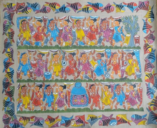 Tribal dance - Patua-Pattachitra painting - Sitara Chitrakar - 08