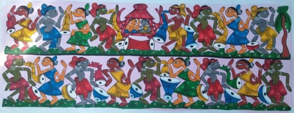 Tribal dance - Patua-Pattachitra painting - Jahanara Chitrakar - 01