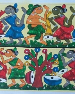 Tribal dance - Patua-Pattachitra painting - Jahanara Chitrakar - 02