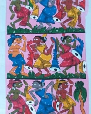 Tribal dance - Patua-Pattachitra painting - Jahanara Chitrakar - 03