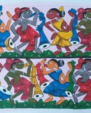 Tribal dance - Patua-Pattachitra painting - Jahanara Chitrakar - 04