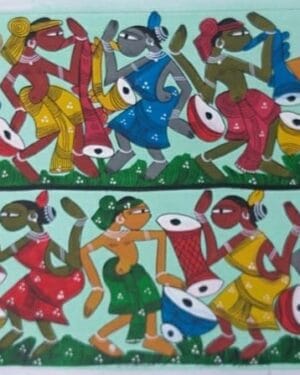 Tribal dance - Patua-Pattachitra painting - Jahanara Chitrakar - 05