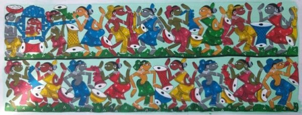 Tribal dance - Patua-Pattachitra painting - Jahanara Chitrakar - 05
