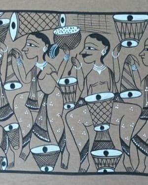 Tribal dance - Patua-Pattachitra painting - Jahanara Chitrakar - 07