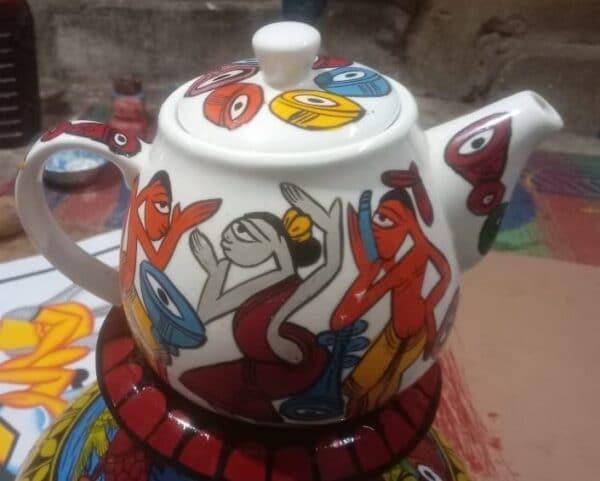 Patua art on a teapot - Indian handicraft - Ajay Chitrakar - 07