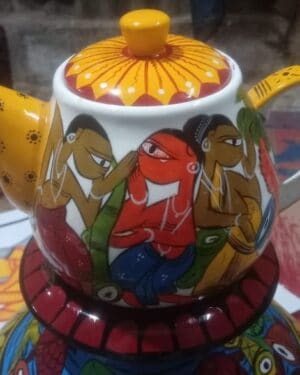 Patua art on teapot - Indian handicraft - Ajay Chitrakar - 08