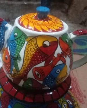 Patua art on teapot - Indian handicraft - Ajay Chitrakar - 09