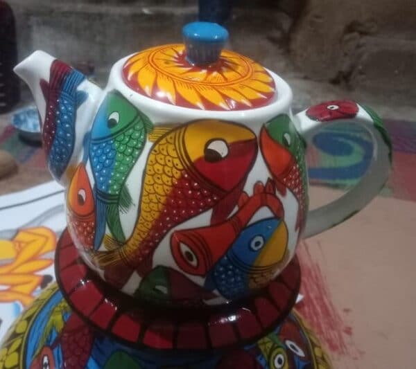 Patua art on teapot - Indian handicraft - Ajay Chitrakar - 09