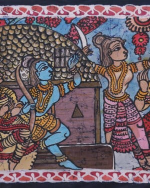 Lakshmana cuts the nose of Soorpanakha-Batik painting-Prasannna Kumar - 05