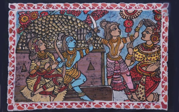Lakshmana cuts the nose of Soorpanakha-Batik painting-Prasannna Kumar - 05