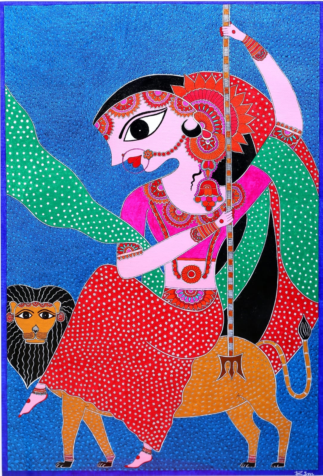 Maa Durga - Madhubani painting (40 x 61 cms) - International Indian Folk  Art Gallery