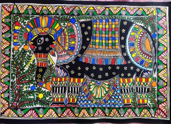 Elephant - Madhubani painting - Avdhesh Kumar - 02