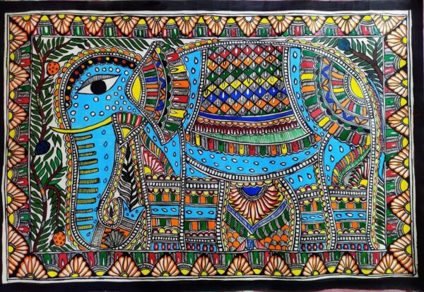 Elephant - Madhubani painting - Avdhesh Kumar - 05