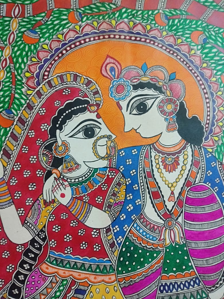 Radha Krishna - Madhubani painting (22