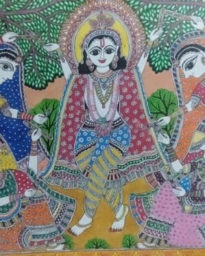 Krishna Raasleela - Madhubani painting - Bhagavan Thakur - 12