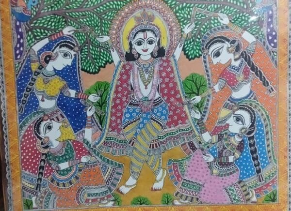 Krishna Raasleela - Madhubani painting - Bhagavan Thakur - 12