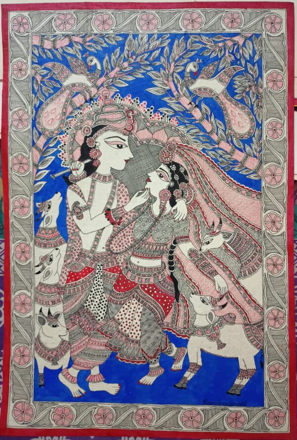 Radha Krishna - Madhubani painting - Kanchan - 03