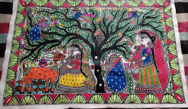 Sita aur Sakhi - Madhubani painting - Priya Jha - 07