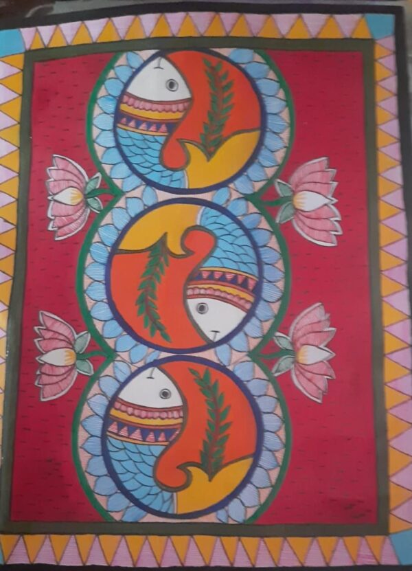 Fishes - Madhubani painting - Priya Jha - 09