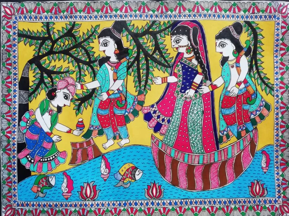 Shree Ram Vanvas And Kewat - Madhubani painting (14