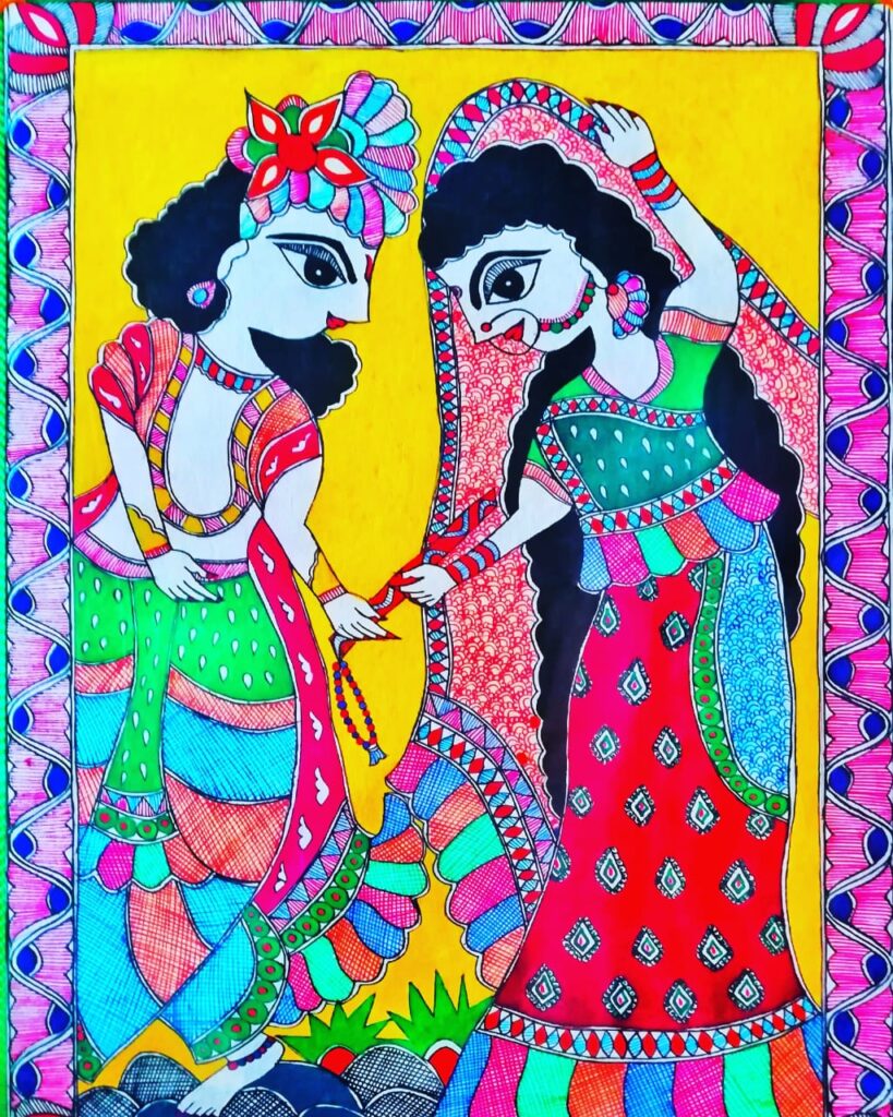 Radha Krishna #4 - Madhubani painting (22