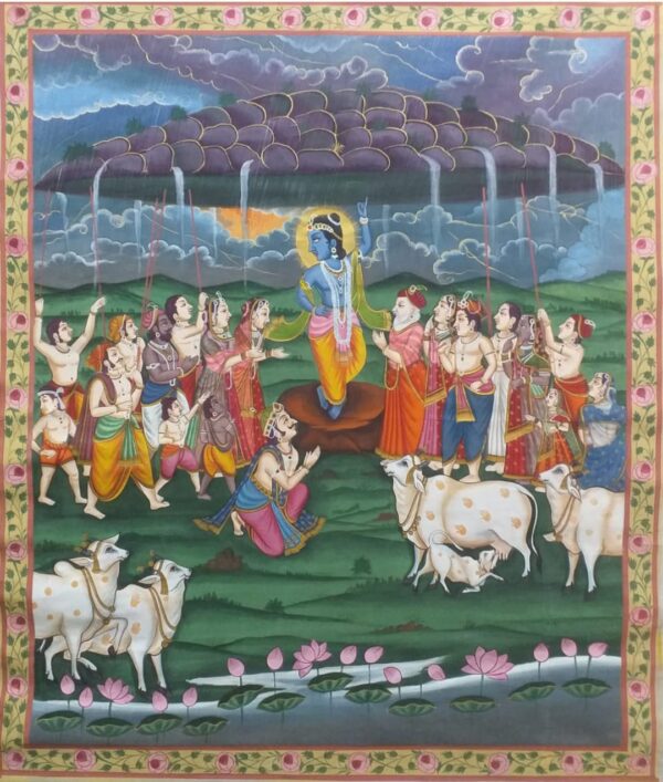 govardhan parvat leela - Pichwai painting - Rohil - 03